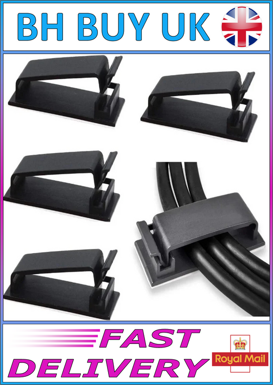 10 x SELF ADHESIVE CABLE TIDY CLIPS