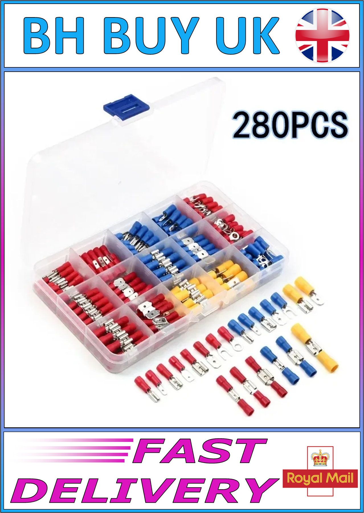 280 x INSULATED WIRE CRIMPS KIT