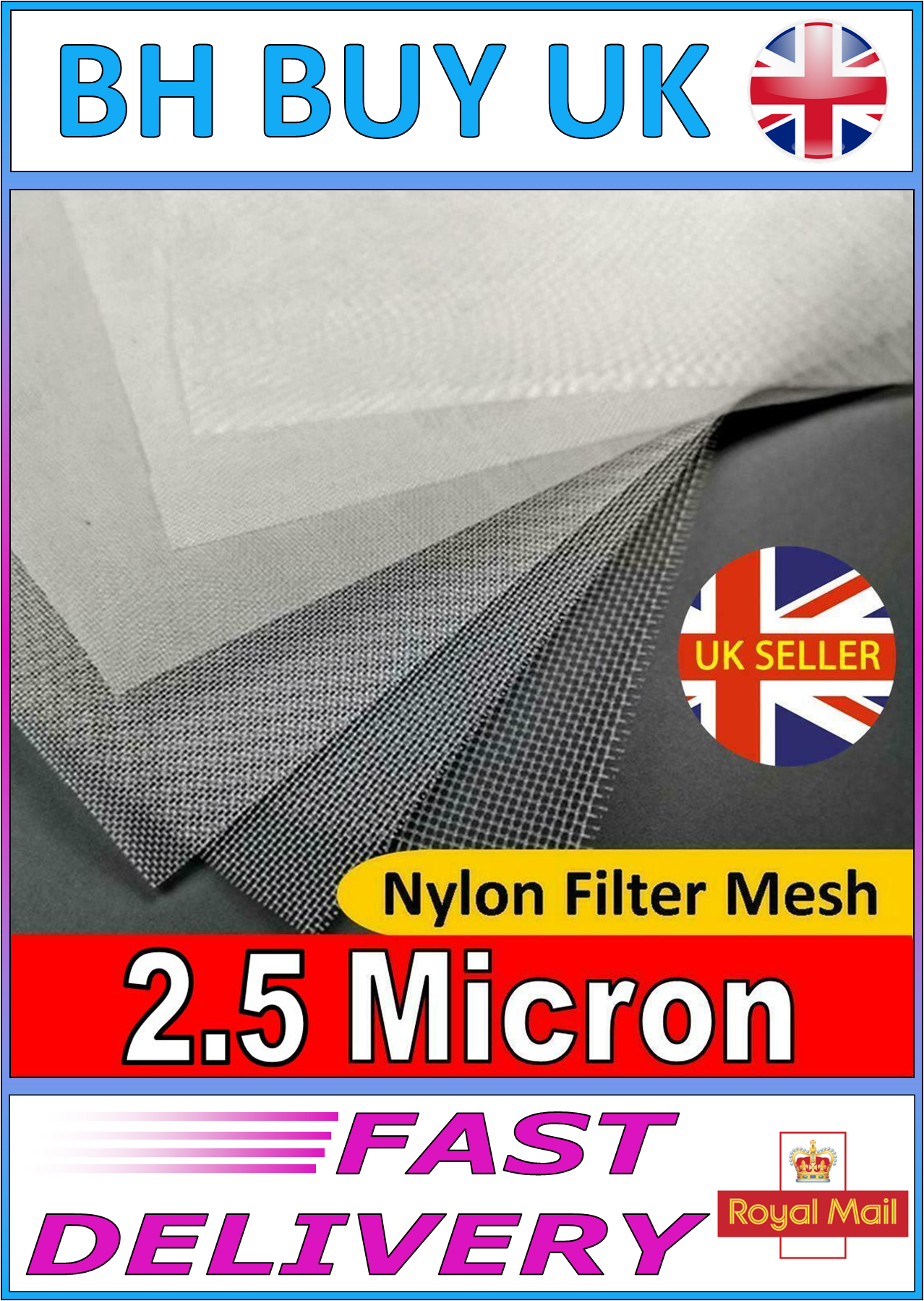 2.5 MICRON NYLON MESH 20cm x 20cm