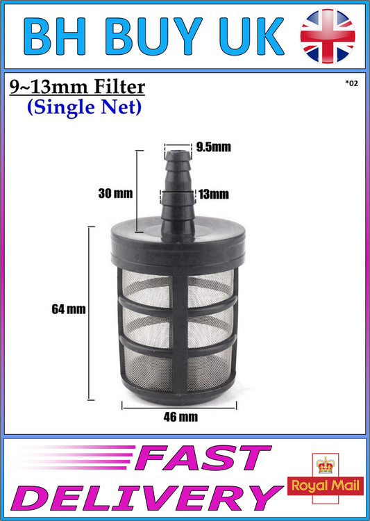 AQUARIUM STAINLESS STEEL FILTER INLET STRAINER 9.5mm - 13mm PIPE FISH POND, (02)