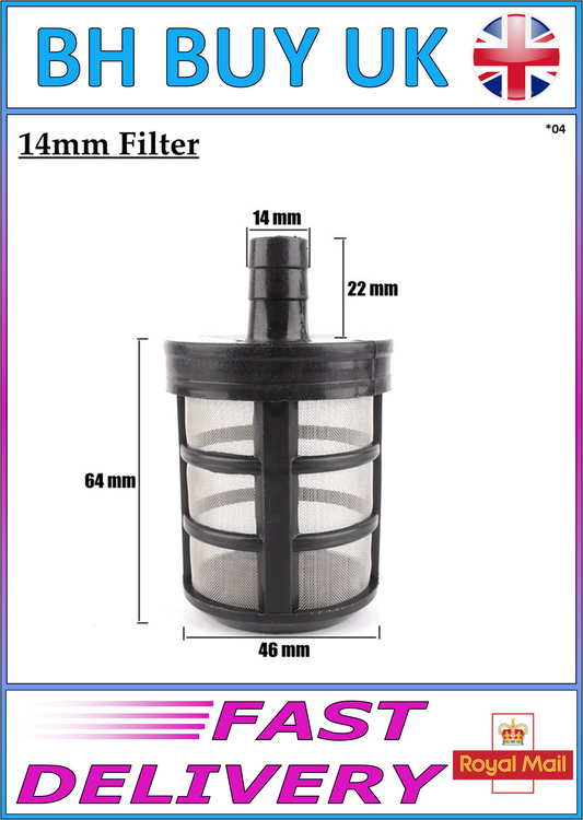 AQUARIUM STAINLESS STEEL FILTER INLET STRAINER 14mm PIPE, FISH TANK, POND, (04)