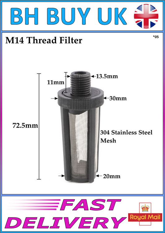 AQUARIUM STAINLESS STEEL FILTER INLET STRAINER M14 THREADED PIPE FISH POND (05)