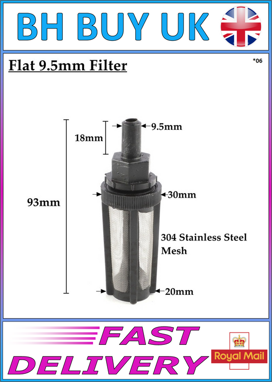 AQUARIUM STAINLESS STEEL FILTER INLET STRAINER 9.5mm PIPE, FISH TANK, POND, (06)