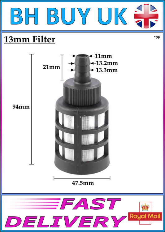 AQUARIUM MESH FILTER INLET STRAINER 11mm - 13mm NON RETURN VALVE FISH POND, (09)