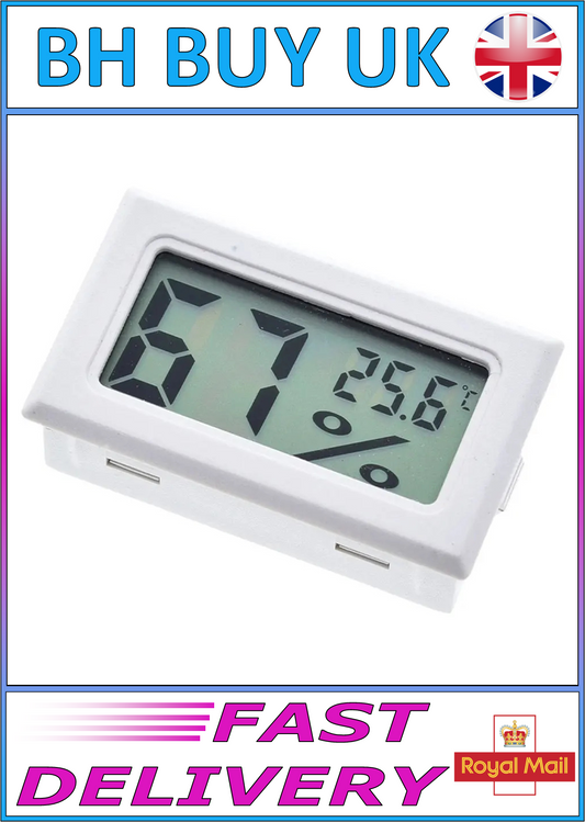 WHITE RECESSED DIGITAL HYGROMETER & THERMOMETER