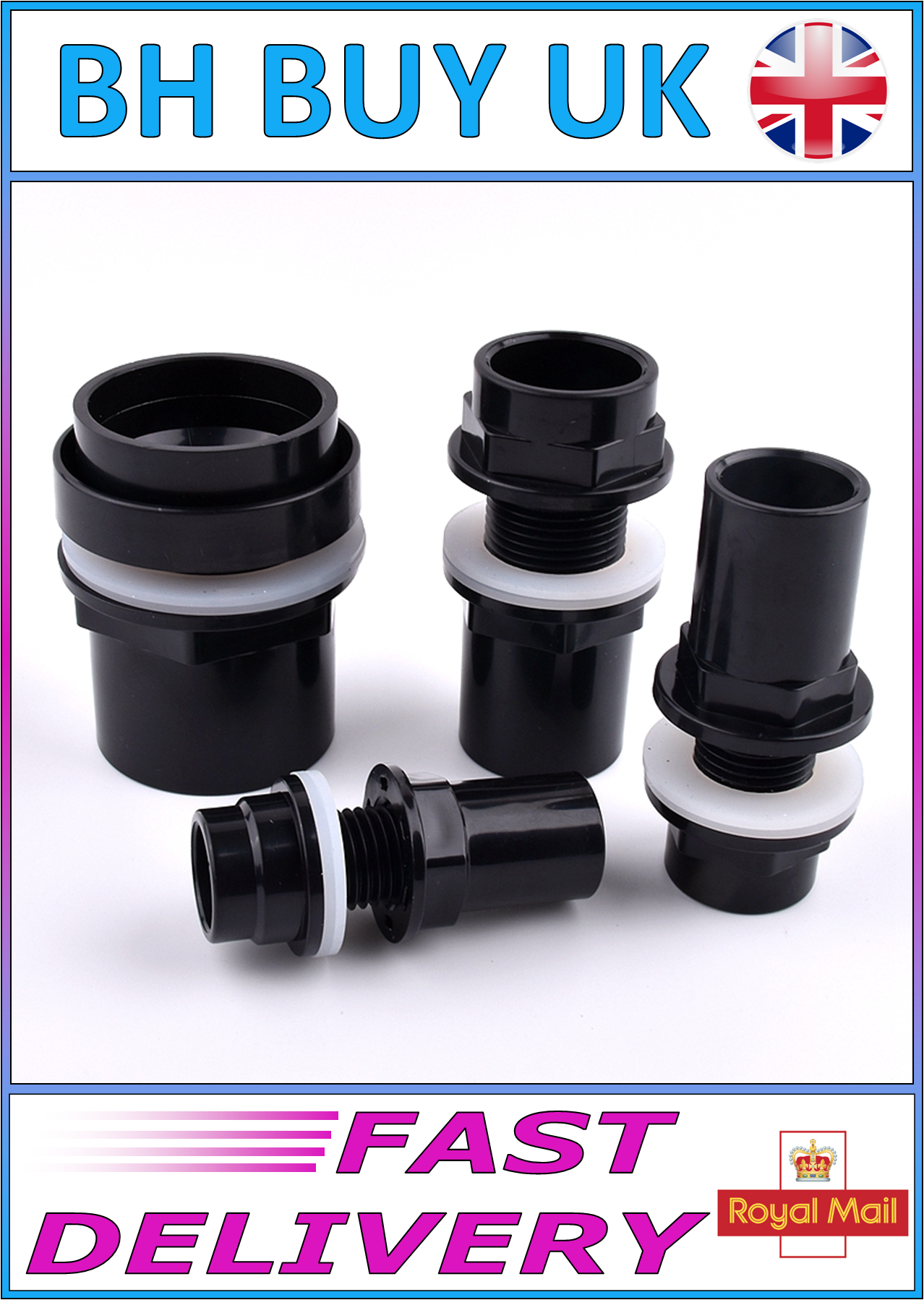 AQUARIUM POND PVC TANK CONNECTOR 20 25 32 40 50mm