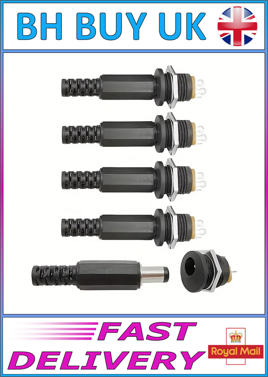 5 x DC 5.5 x 2.1mm PLUG & SOCKET PAIRS