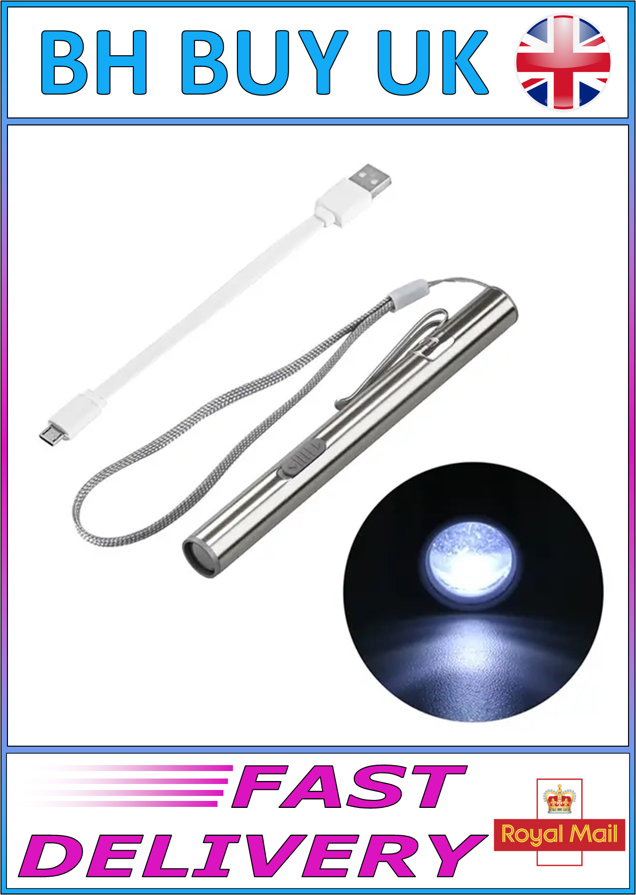 LED PEN TORCH LIGHT, RECHARGABLE