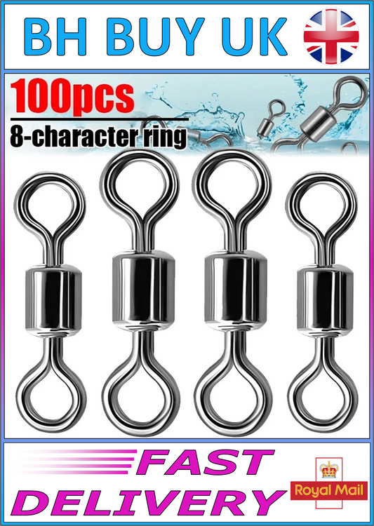 100 x STAINLESS STEEL BEARING SWIVEL FISHING CONNECTORS