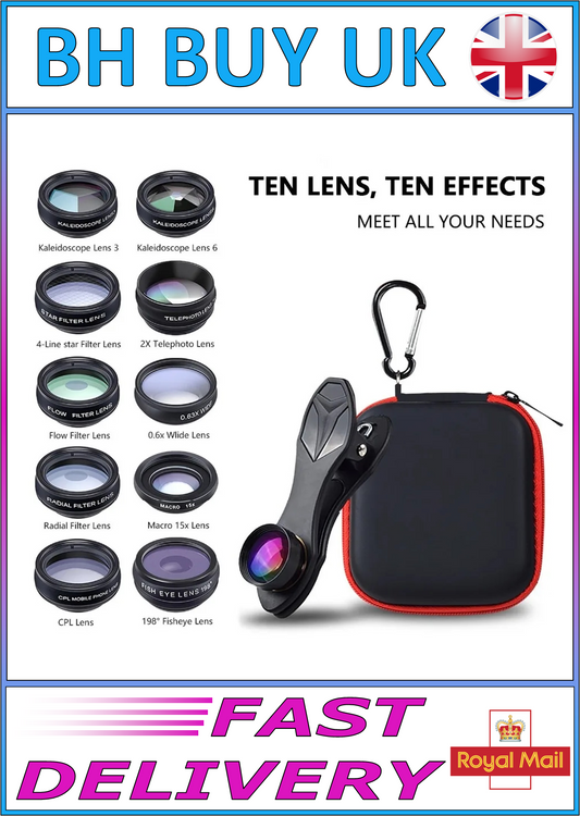 CLIP ON PHONE CAMERA LENSE KIT, 10 IN 1