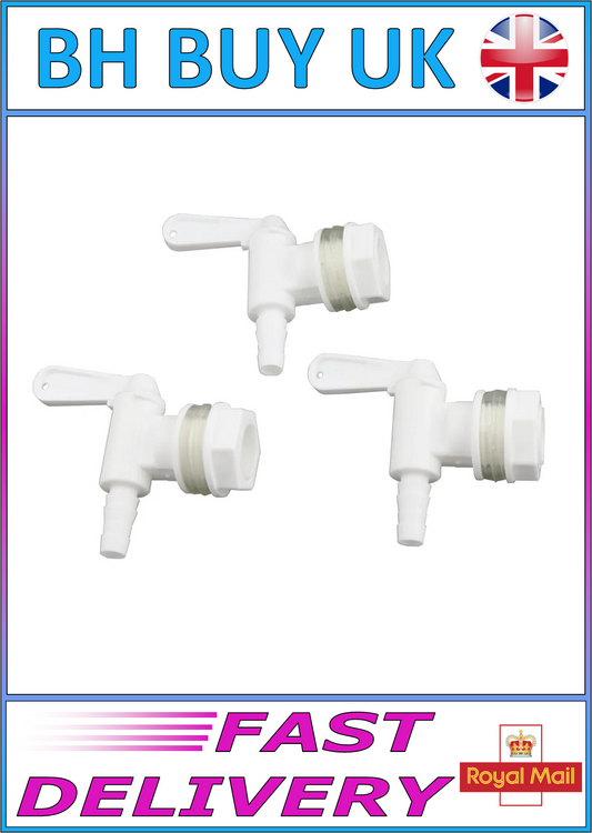 3 x WHITE PLASTIC BREWING BUCKET TAP