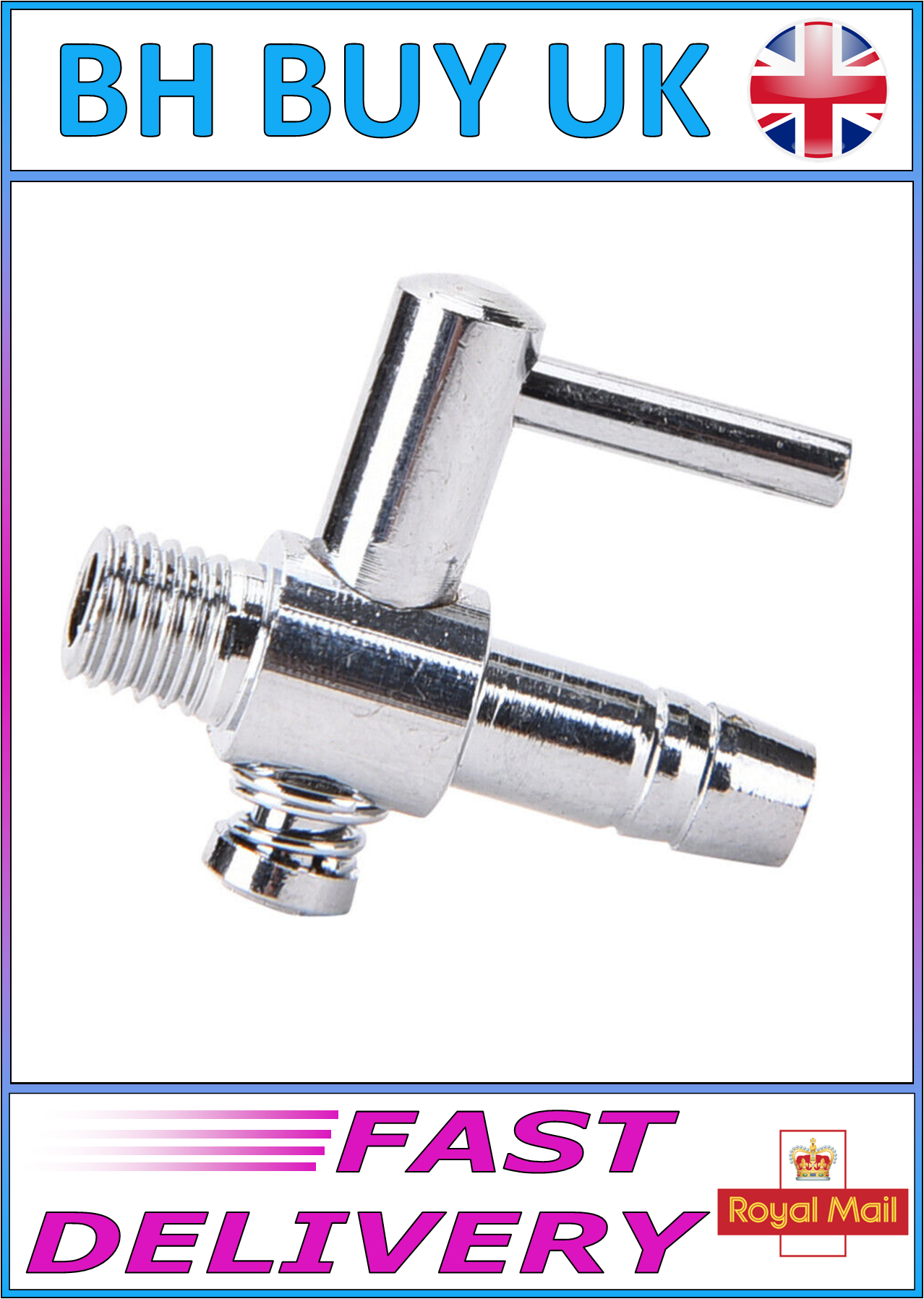 AQUARIUM CHROME 1 WAY THREADED AIR LINE TAP