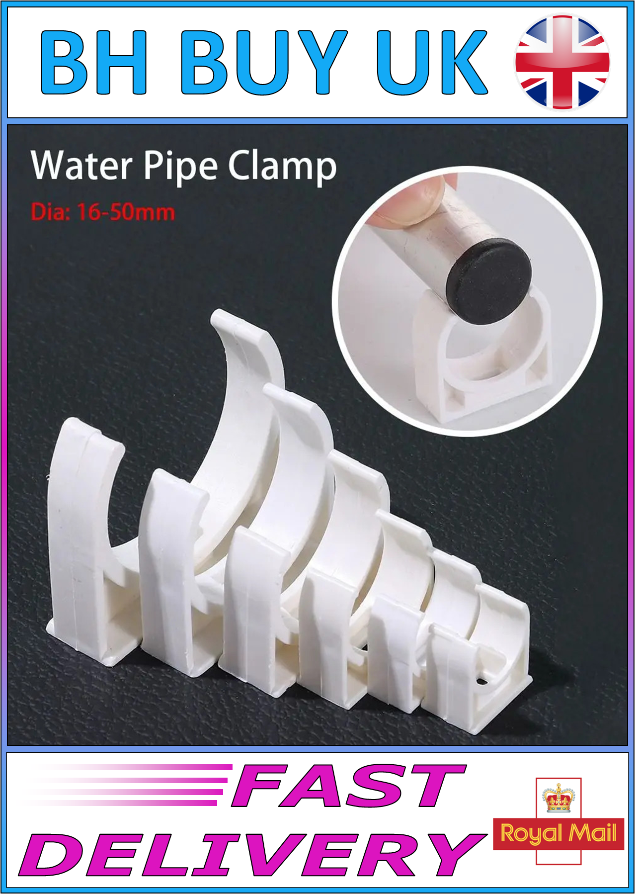 AQUARIUM / POND PIPE CLIPS 20mm - 50mm