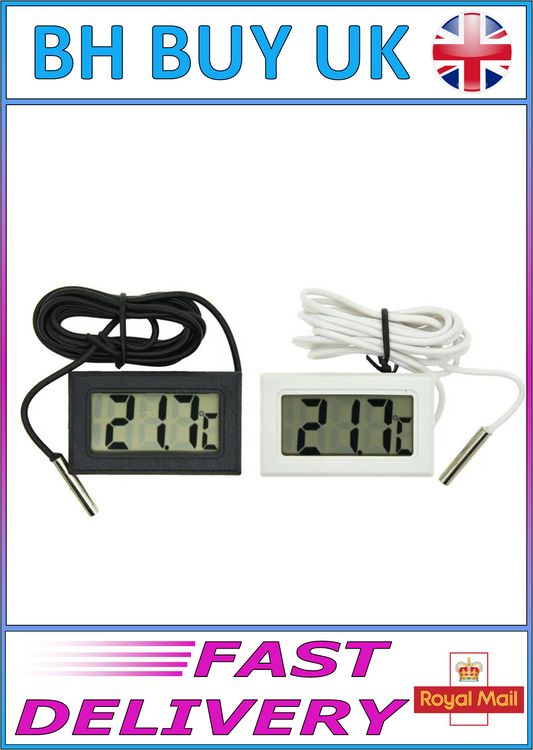 RECESSED VIVARIUM / AQUARIUM THERMOMETER WITH PROBE