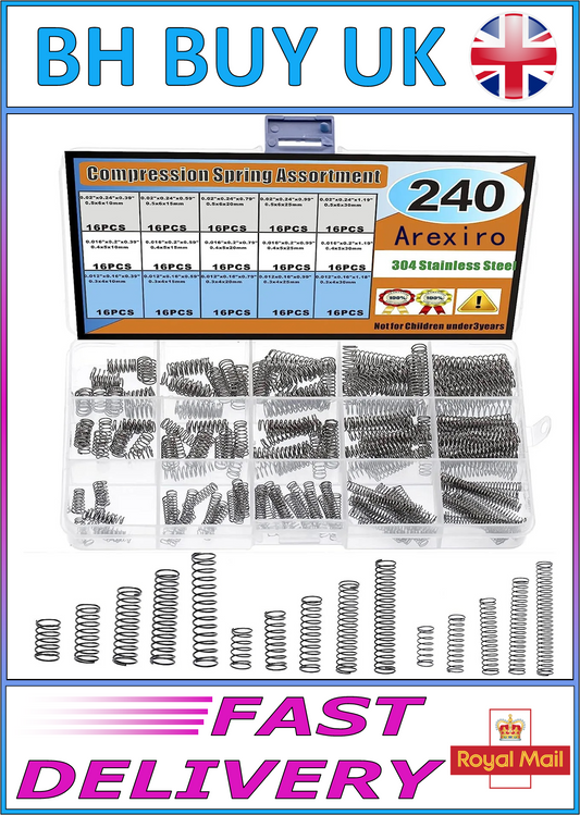 240 x COMPRESSION SPRINGS ASSORTMENT KIT 15 SIZES