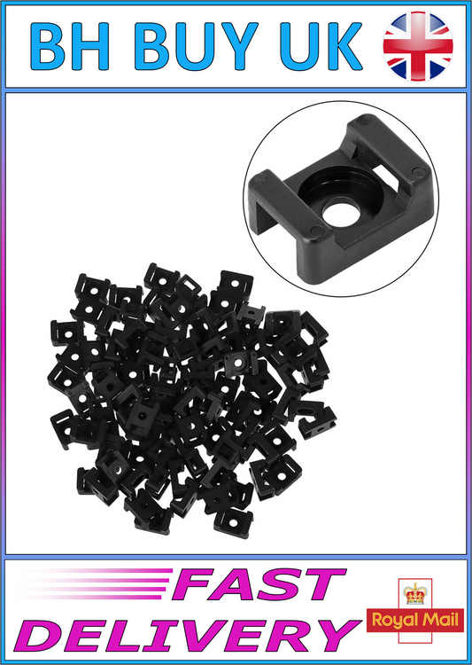 100 x SCREW DOWN CABLE TIE BASES