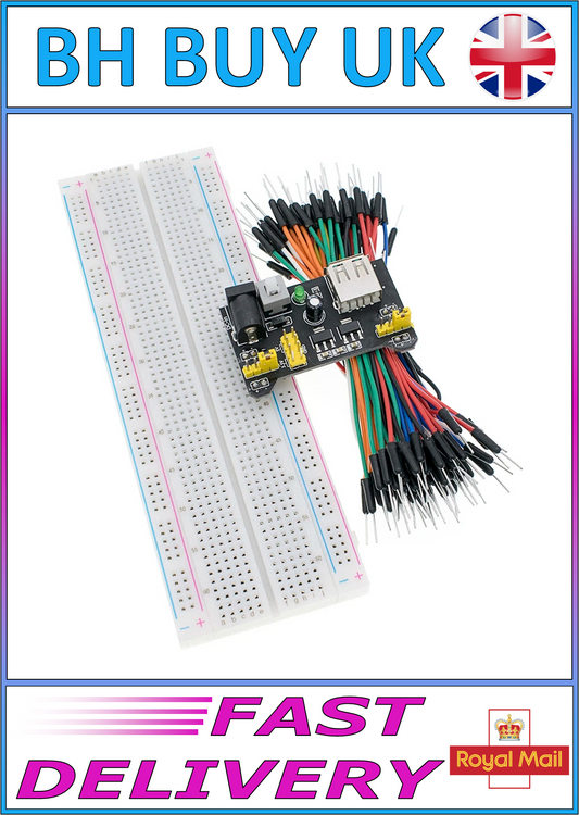 BREADBOARD MB102 3.3V 5V JUMPER WIRES AND POWER MODULE KIT