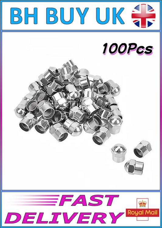 100 x SILVER TIRE VALVE DUST CAPS