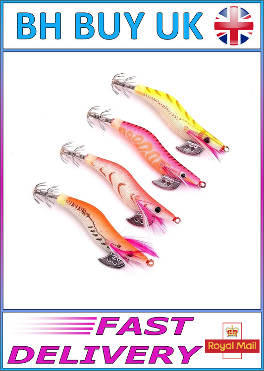 4 x WOOD PRAWN FISHING LURES - 7.3g 8.5cm