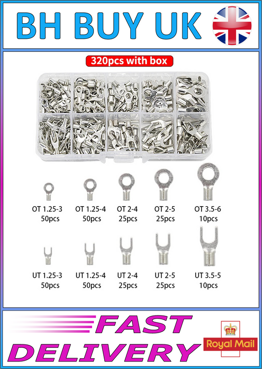 320 x 10 in 1 NON INSULATED FORK RING CRIMP TERMINALS