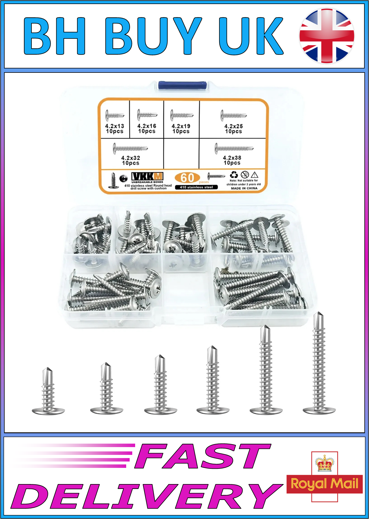 60 x STAINLESS STEEL TRUSS HEAD SELF TAPPING SCREWS