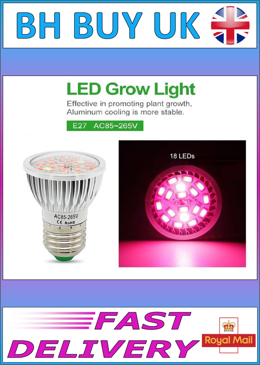 GROW LIGHT BULB 18 LEDS, RED & BLUE, E27