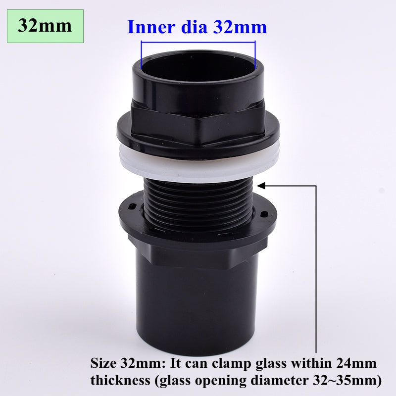 AQUARIUM POND PVC TANK CONNECTOR 20 25 32 40 50mm