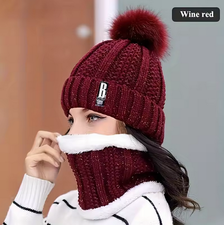 WOMENS KNITTED NECK SCALF & HAT SET