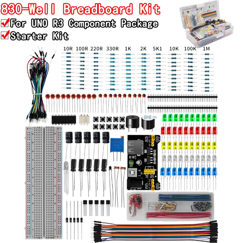 ELECTRONIC COMPONENT STARTER KIT, ARDUINO, 830