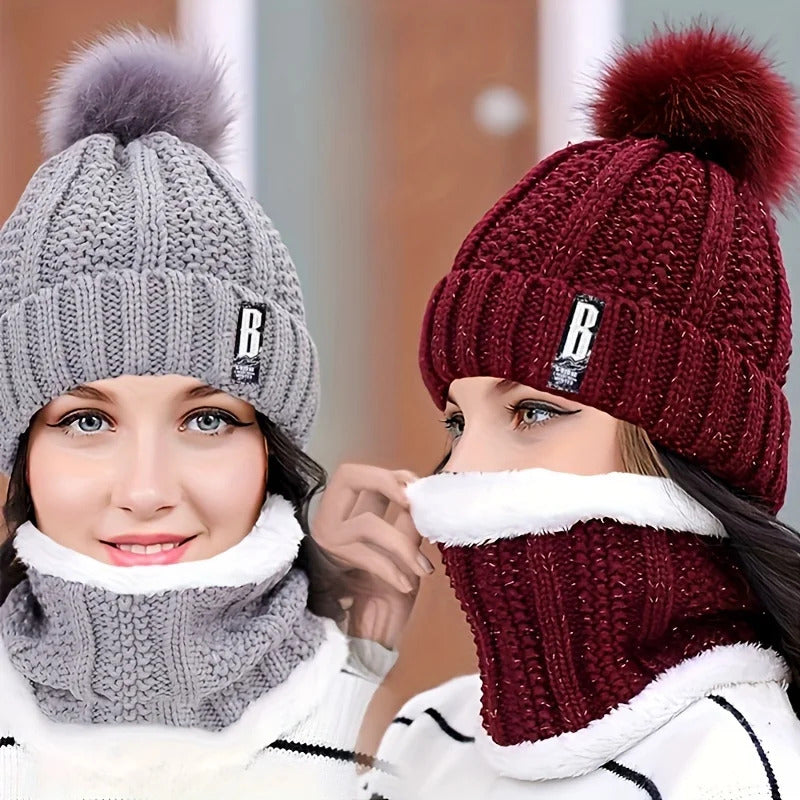 WOMENS KNITTED NECK SCALF & HAT SET