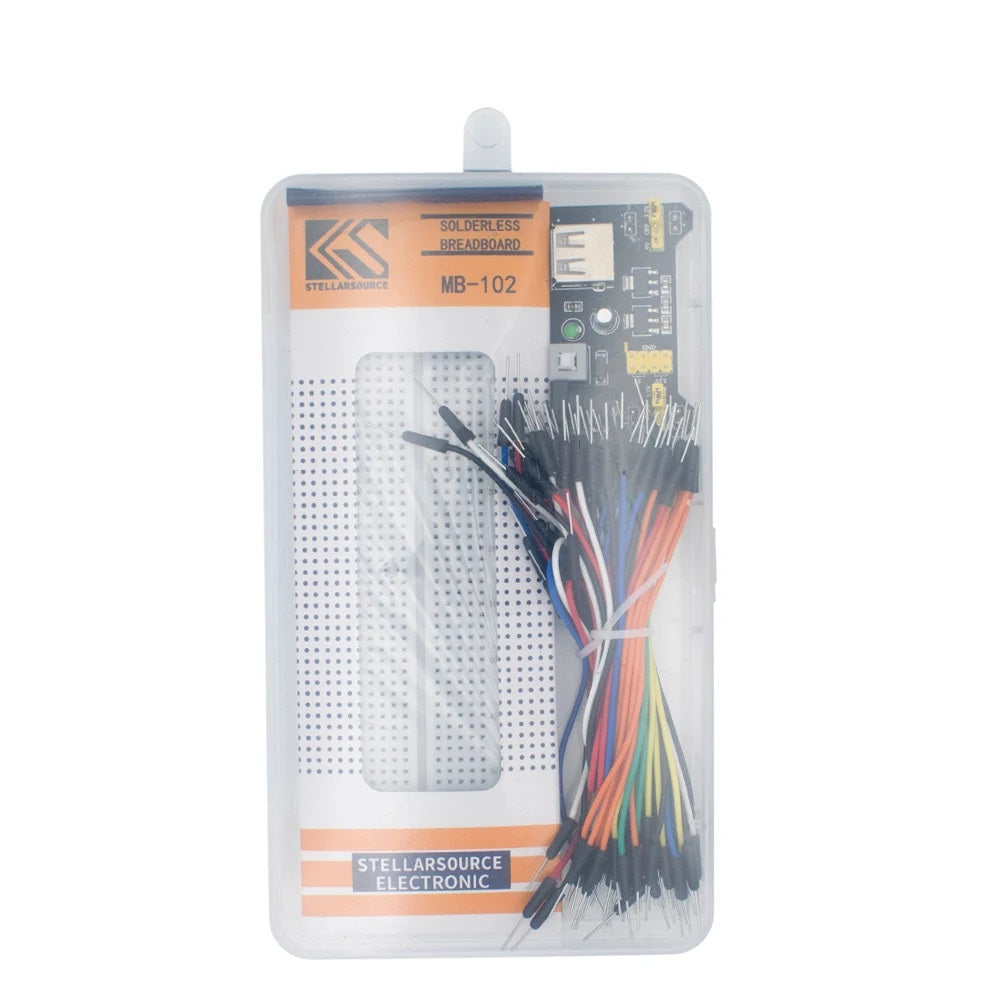 BREADBOARD MB102 3.3V 5V JUMPER WIRES AND POWER MODULE KIT