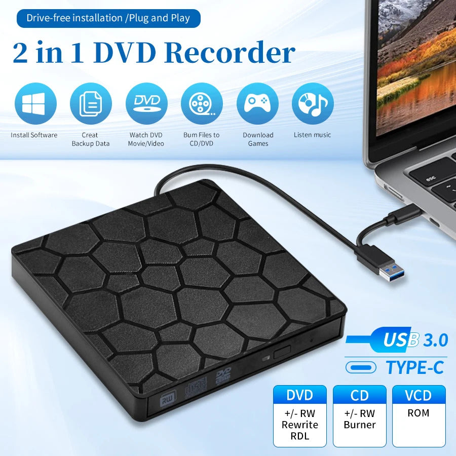 EXTERNAL DVD RW USB 3.0 DRIVE / TYPE C