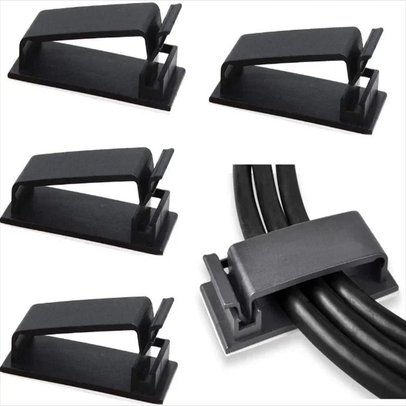 10 x SELF ADHESIVE CABLE TIDY CLIPS