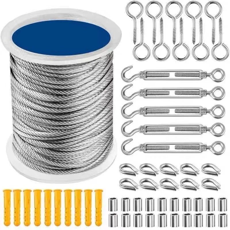 15m STAINLESS STEEL WIRE ROPE KIT