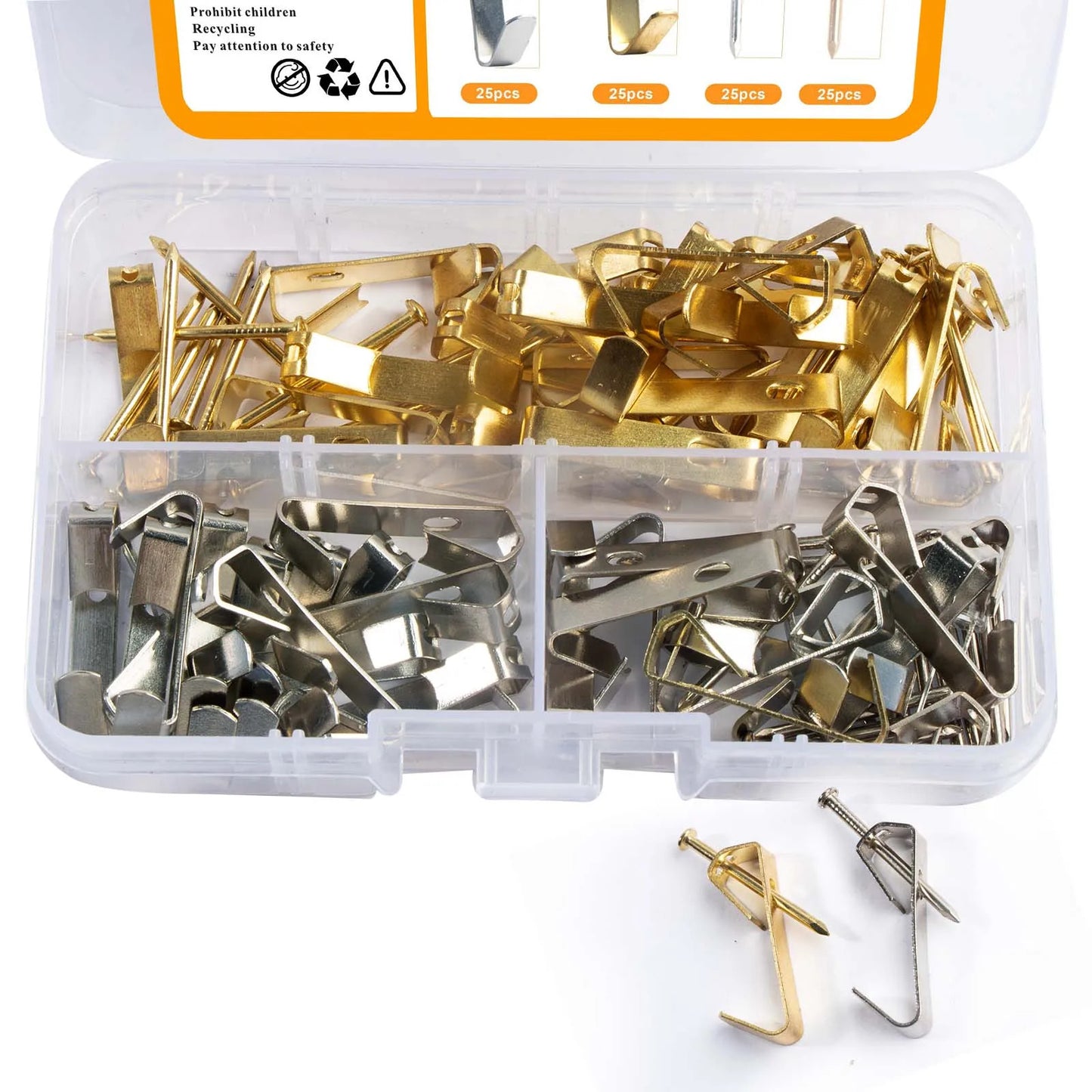 100 x METAL PICTURE HOOKS KIT