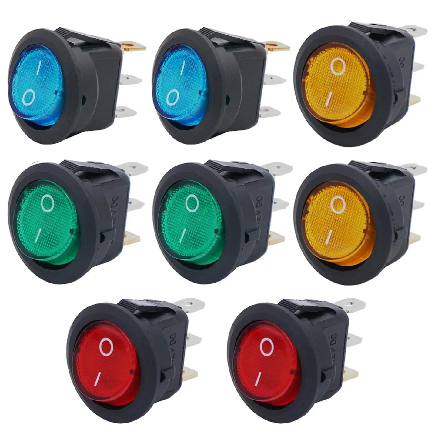 8 x ON OFF 3 PIN LED ROCKER SWITCH