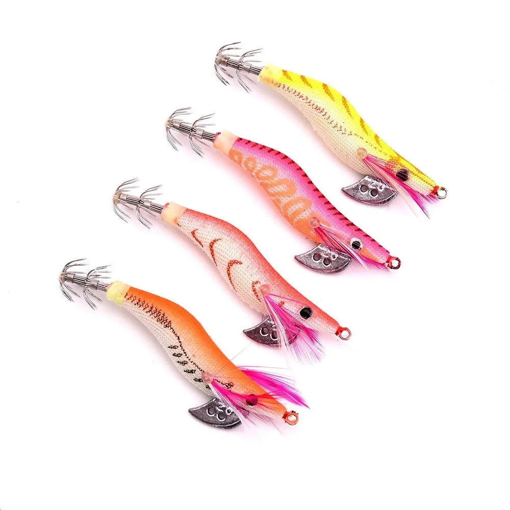 4 x WOOD PRAWN FISHING LURES - 7.3g 8.5cm