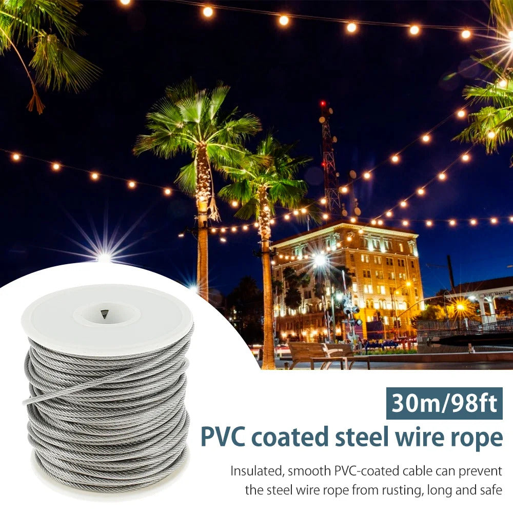 15m STAINLESS STEEL WIRE ROPE KIT