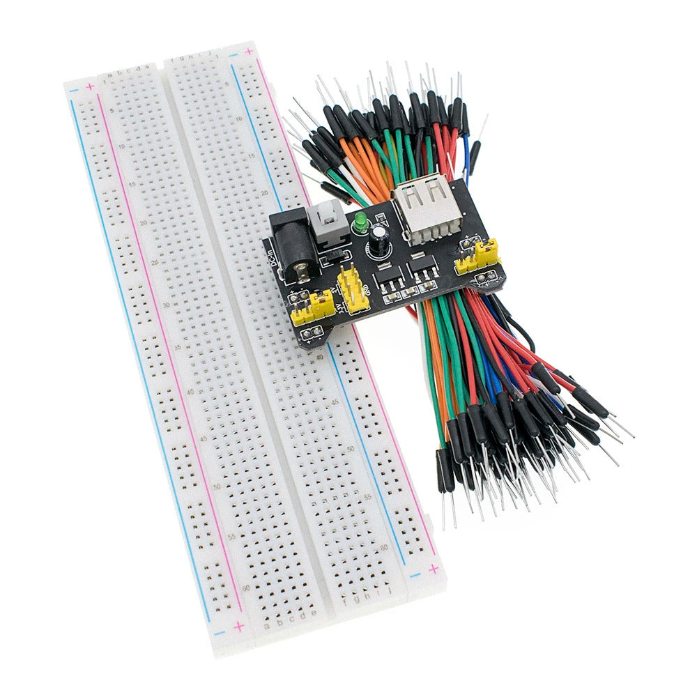 BREADBOARD MB102 3.3V 5V JUMPER WIRES AND POWER MODULE KIT