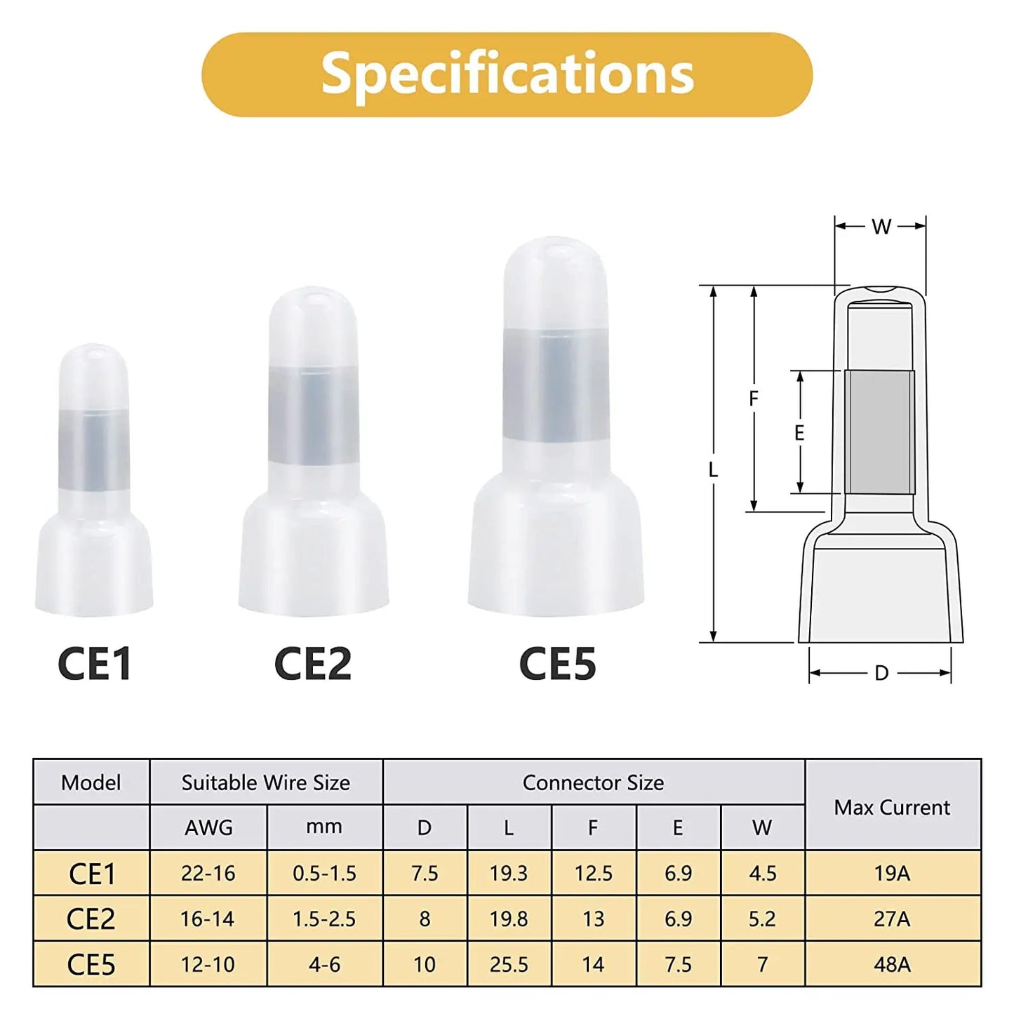 120 x CLOSED END CRIMP CONNECTORS