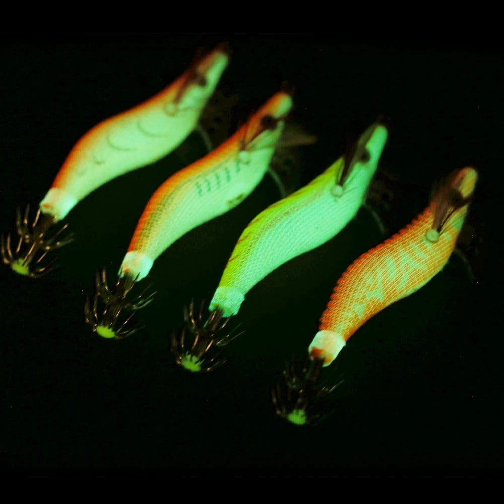 4 x WOOD PRAWN FISHING LURES - 7.3g 8.5cm