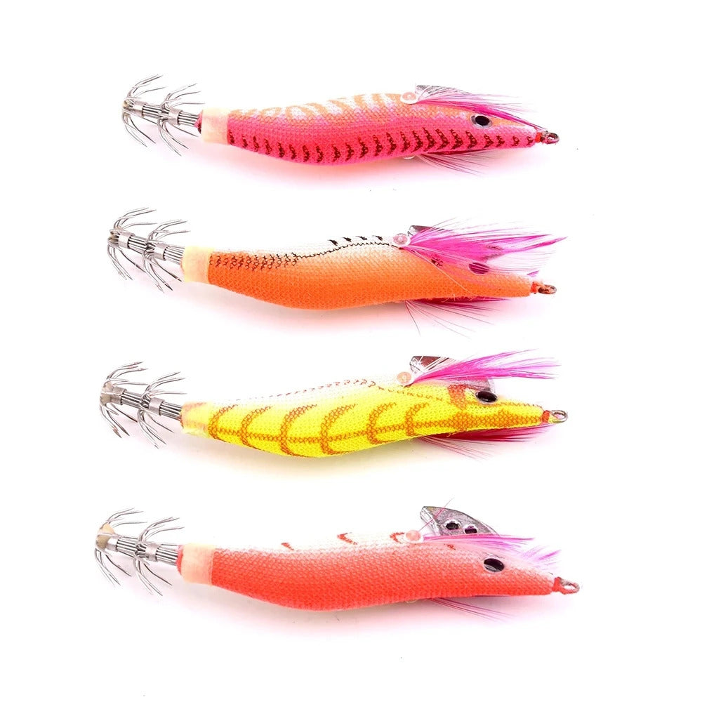 4 x WOOD PRAWN FISHING LURES - 7.3g 8.5cm