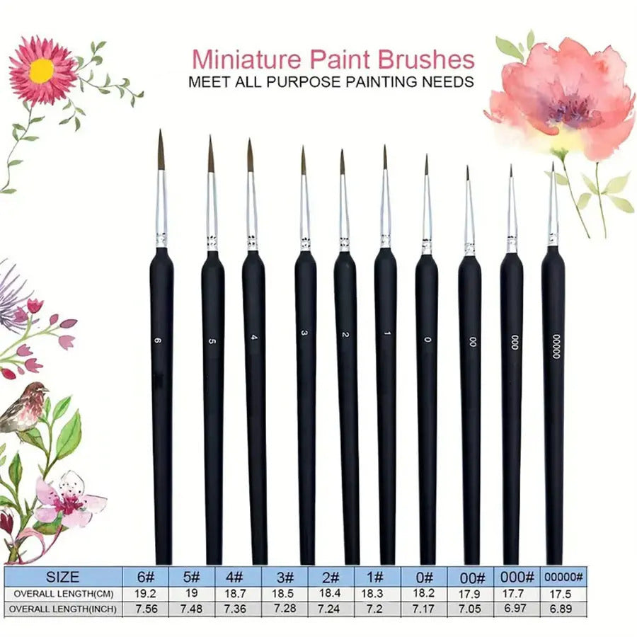 10 x MINIATURE PAINT BRUSH SET