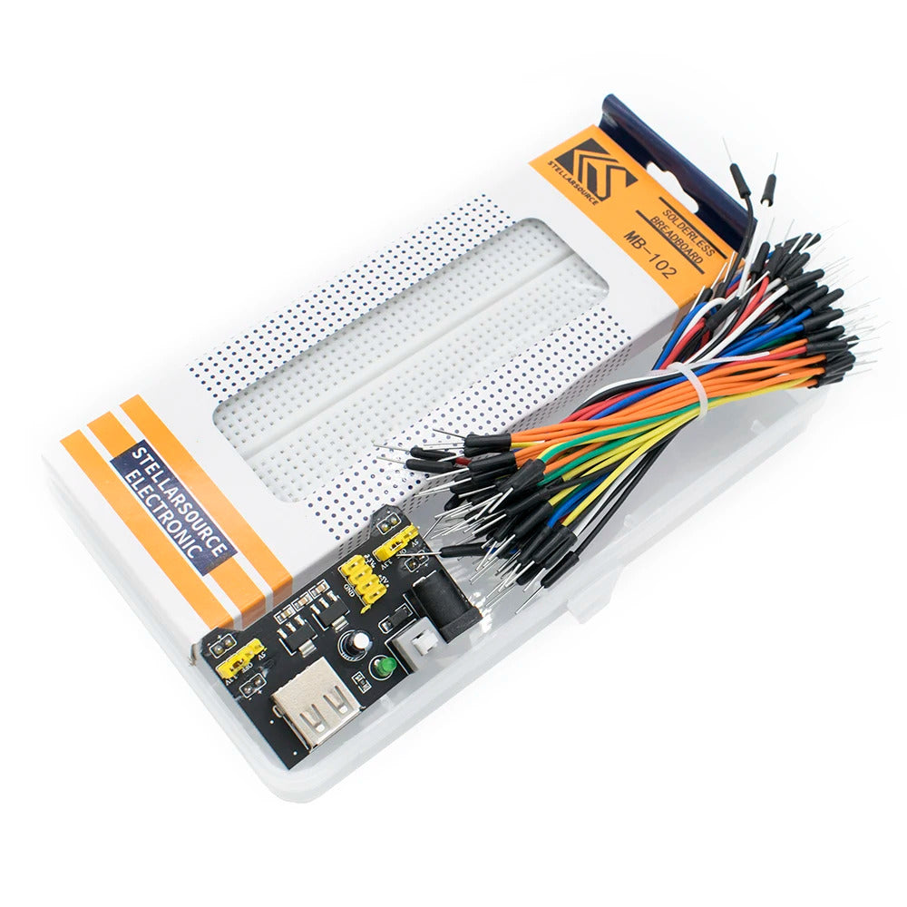 BREADBOARD MB102 3.3V 5V JUMPER WIRES AND POWER MODULE KIT