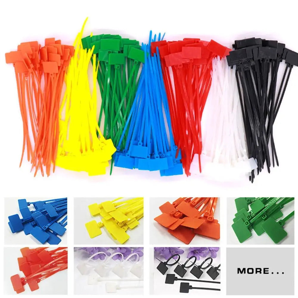 100 x LABEL WINDOW CABLE TIES MIXED COLOUR