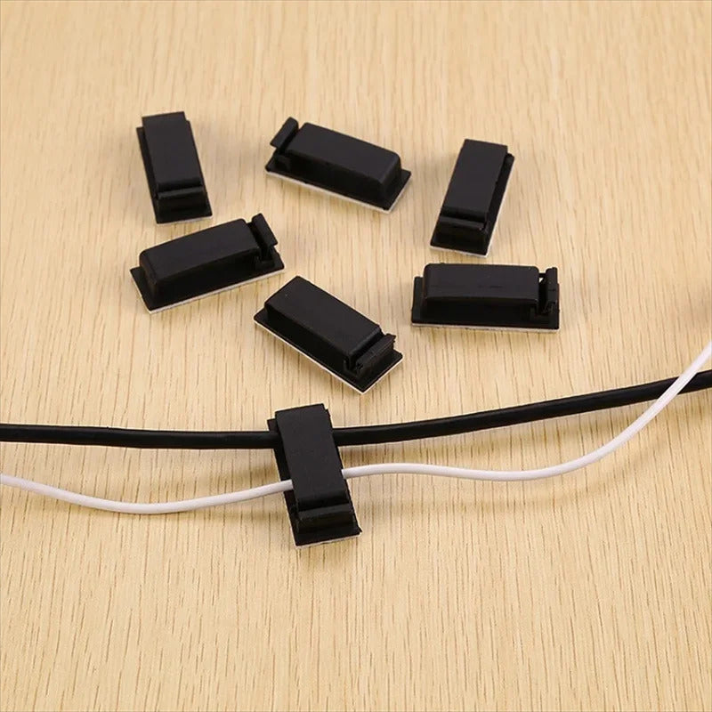 10 x SELF ADHESIVE CABLE TIDY CLIPS