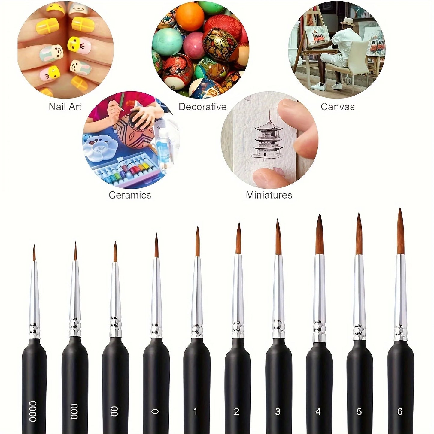 10 x MINIATURE PAINT BRUSH SET