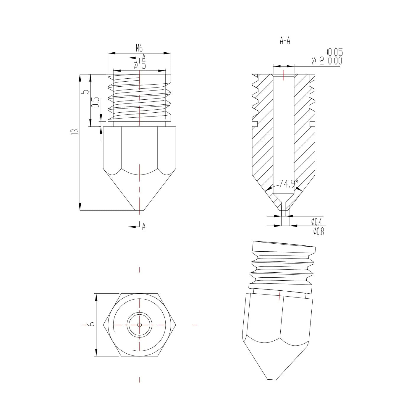 22 X MK8 3D PRINTER NOZZLES ASSORTMENT