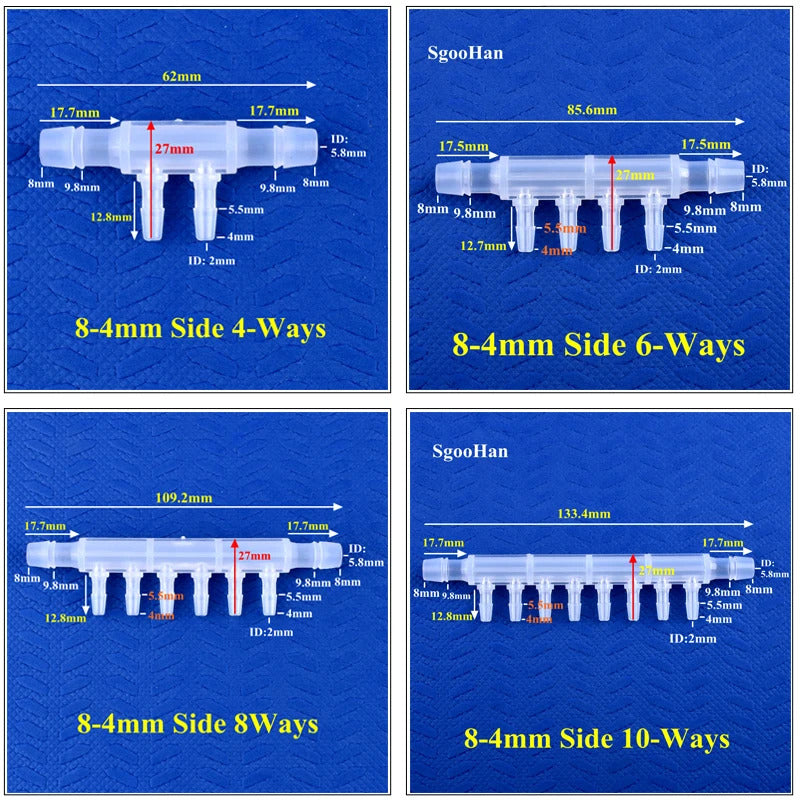 AQUARIUM 8mm - 4mm FLEXIBLE PIPE REDUCER SPLITTERS