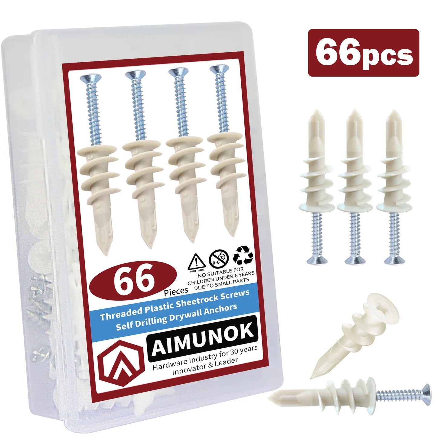 66 x PLASTERBOARD / DRYWALL FIXINGS